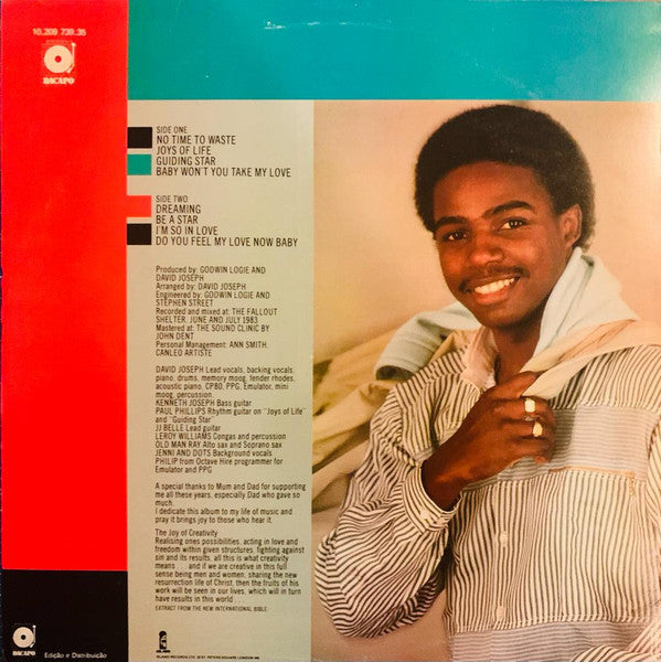 Image of Back Cover of LP - VG/VG+ - DAVID JOSEPH, The Joys Of Life (Island Records; 10.209 739.35, Portugal 1983), Wear to sleeve with ringwear & a sticker.,  - 4246282S
