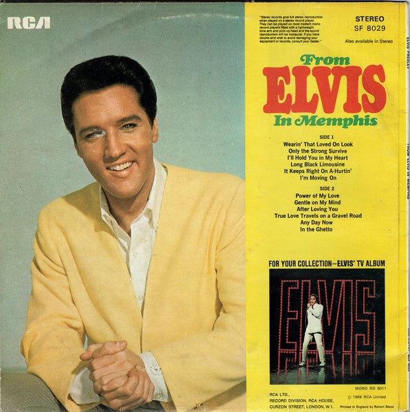 Image of Back Cover of LP - VG+/VG+ - ELVIS PRESLEY, From Elvis In Memphis (RCA Victor Orange; SF8029, UK 1978 Reissue, Non Laminated Sleeve, Stereo), ,  - 4226188E