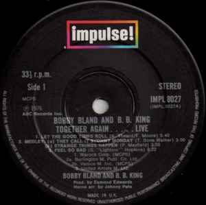 Image of Label Cover of LP - VG/VG+ - BOBBY BLAND & B.B. KING, Together Again...Live (Impulse!; IMPL 8027, UK 1976), Ringwear on sleeve.,  - 4246284S