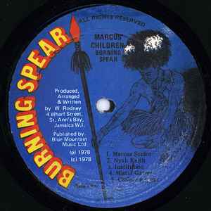 Image of Back Cover of LP - /G - BURNING SPEAR, Marcus' Children (Burning Spear; WRLP 102, Jamaica 1978, No Sleeve), Lots of marks but plays surprisingly well. No Sleeve., A1 - Marcus Children SufferA2 - ComeA3 - Social LivingA4 - Marcus Say Jah No DeadB1 - Marcus SeniorB2 - Nyah KeithB3 - InatitutionB4 - Mister GarveyB5 - Civilize Reggae - 4246287S