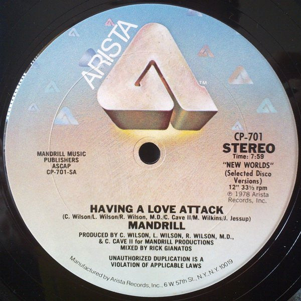 Image of Front Cover of 12" - /VG - MANDRILL, Having A Love Attack (Arista ; CP-701, US 1978), ,  - 4246255S