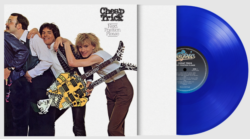 Image of Front Cover of LP - NEW/NEW - CHEAP TRICK, Next Position Please (Music On Vinyl; MOVLP3559C, UK 2026 Reissue, Insert, Limited Edition 180g Translucent Blue Vinyl), , Cheap Trick's 1983 album, produced by Todd Rundgren, featuring 'I Can't Take It' and 'Dancing the Night Away'. - 9419154C