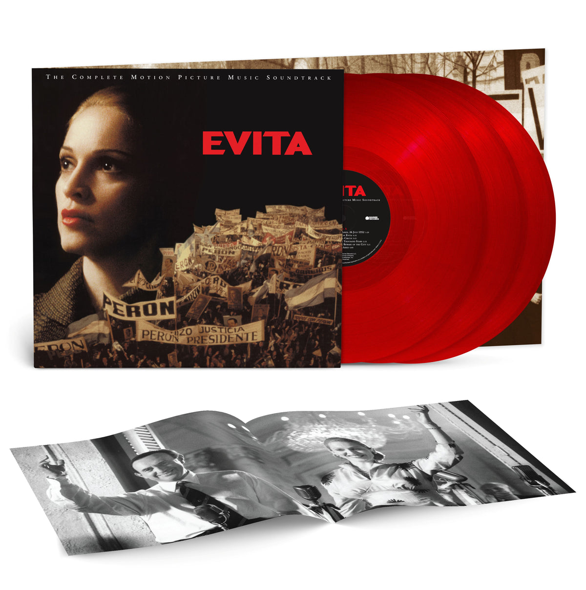 Image of Front Cover of 3xLP - NEW/NEW - MADONNA, Evita: The Complete Motion Picture Soundtrack (Warner Records; , UK 2026 Reissue, Trifold Sleeve, 140g Red Vinyl ), , Complete soundtrack to the 1996 film adaptation of Evita, starring Madonna, featuring “Don’t Cry for Me Argentina” and Oscar-winning original song “You Must Love Me”. 30th anniversary reissue on vinyl for the first time. - 9419163C