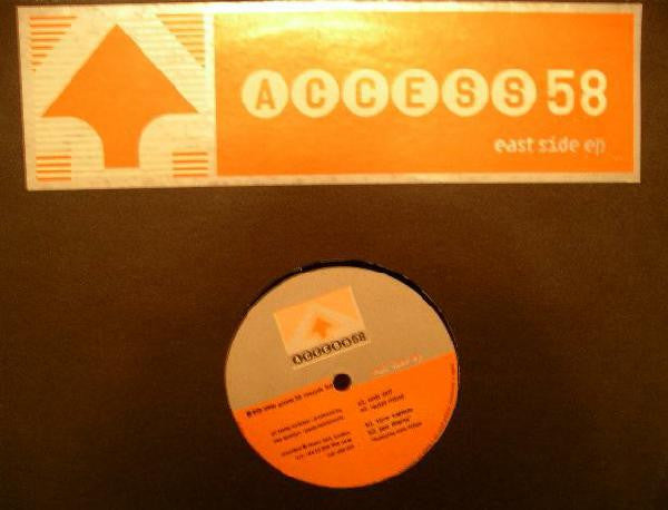 Image of Front Cover of 12" - G+/G - ACCESS 58, East Side EP (Access 58; a58-005, UK 1999, Stickered Plain Sleeve), Plays well despite marks. Sleeve worn and damaged at edges / corners, stains and scuffs, A1	Unit 007A2	Quiet MindB1	Time CapsuleB2	Jazz Drama - 4216399C