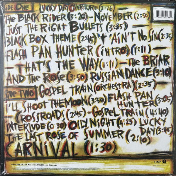 Image of Back Cover of LP - NEW/NEW - TOM WAITS, The Black Rider (Island Records; 00602448894885, Europe 2023 Reissue), , 2023 marks 30 years since Tom Waits release 'The Black Rider'. Originally released in 1993 on Island Records, 'The Black Rider' is Tom Waits' 12th studio album. 'The Black Rider' is a musical comedy/horror collaboration between artists: Robert Wilson (director/designer) writer/Beat guru, William S. Burroughs (text) and Tom Waits and Kathleen Brennan (music). Not a cast album, this Island