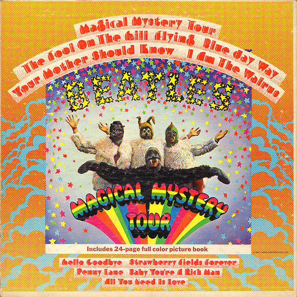 Image of Front Cover of LP - G+/G+ - THE BEATLES, Magical Mystery Tour (Capitol Records; SMAL 2835, US 1968, Gatefold, Detached Booklet, Stereo), Edge wear and sticker residue on cover. Hairlines on disc.,  - 4246340S