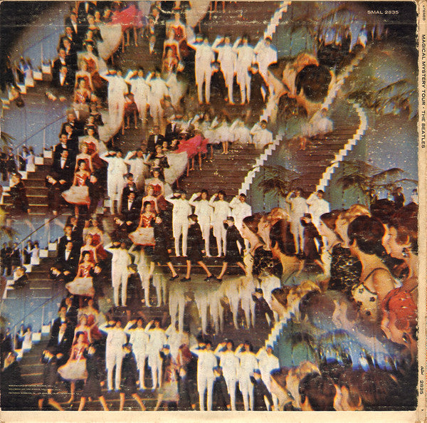 Image of Back Cover of LP - G+/G+ - THE BEATLES, Magical Mystery Tour (Capitol Records; SMAL 2835, US 1968, Gatefold, Detached Booklet, Stereo), Edge wear and sticker residue on cover. Hairlines on disc.,  - 4246340S