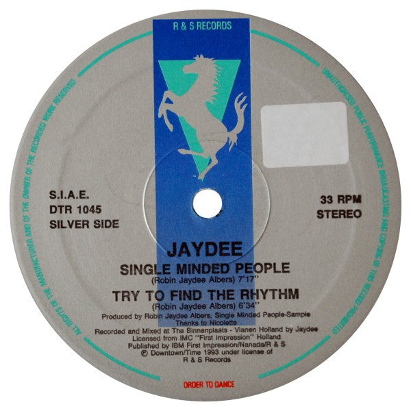 Image of Back Cover of 12" - /G+ - JAYDEE, Plastic Dreams (Downtown; DTR 1045, Italy 1993, Plain Sleeve), Lots of light marks on either side of record,  - 4246322S