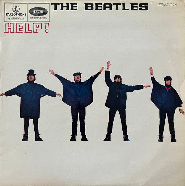 Image of Front Cover of LP - G+/G+ - THE BEATLES, Help! (Parlophone; PMC 1255, UK 1965, Laminated G&L Flipback Sleeve, KT Tax Code Side 1, Serif Labels), Edge and ring wear, minor scuffs and marks. Hairlines and a couple feelable marks on disc.,  - 4246341S