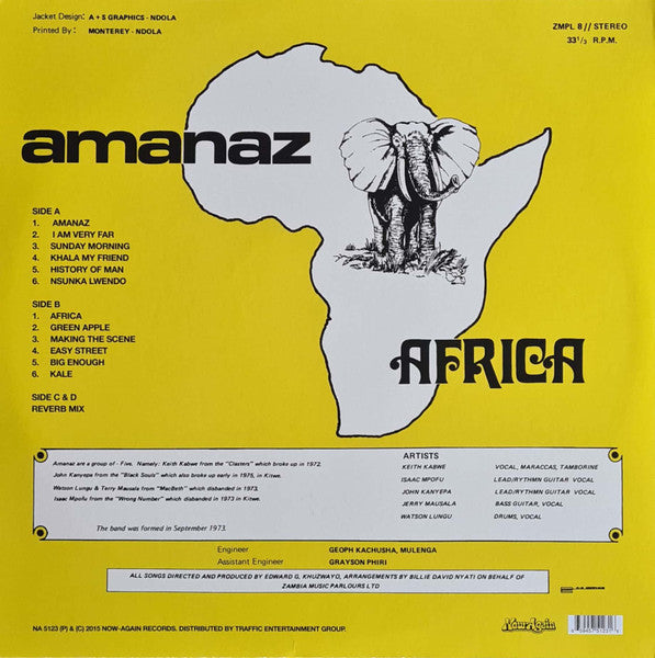 Image of Back Cover of 2xLP - EX/EX - AMANAZ, Africa (Now-Again Records; NA 5123, USA & Canada 2021 Reissue), ,  - 4226245E