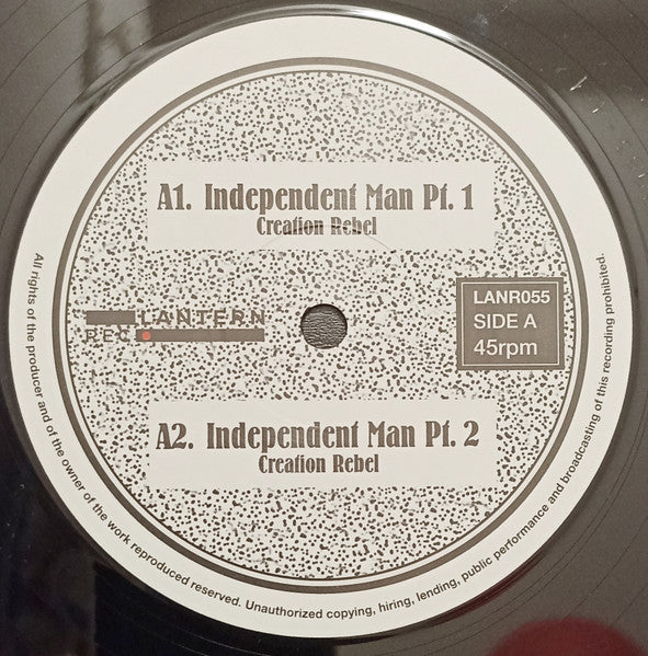 Image of Front Cover of 12" - G+/VG+ - CREATION REBEL, Independent Man / Creation Rebel (Lantern Rec.; LANR055, Europe 2025 Reissue, Clear Plastic Sleeve), Clear plastic sleeve burst slightly at the sides,  - 4246403S