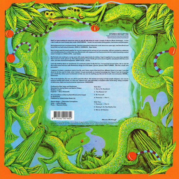 Image of Back Cover of LP - VG+/VG+ - HAWKWIND, Hawkwind (Music On Vinyl; MOVLP1702, Europe 2019 Reissue, Gatefold, 180 Gram Vinyl), ,  - 4246381S