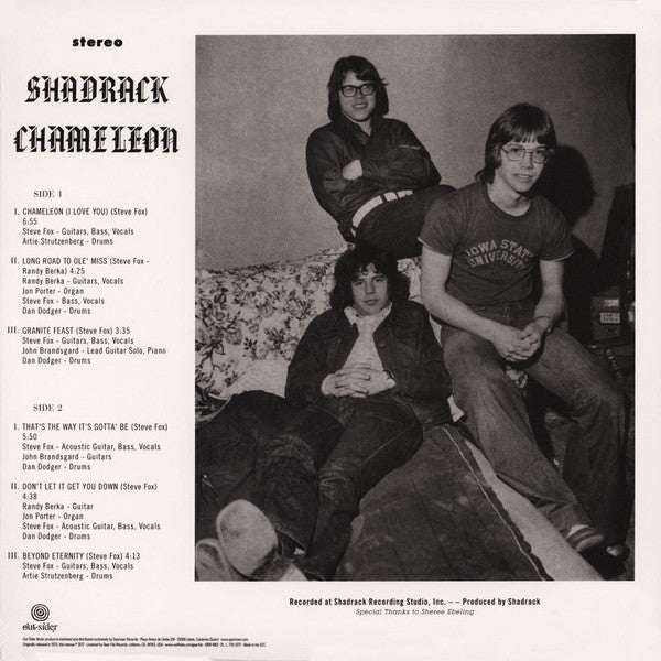 Image of Back Cover of LP - VG+/VG+ - SHADRACK CHAMELEON, Shadrack Chameleon (Out-Sider; OSR062, Spain 2017 Reissue, Insert), Still In Opened Shrinkwrap With Hype Sticker,  - 4246388S