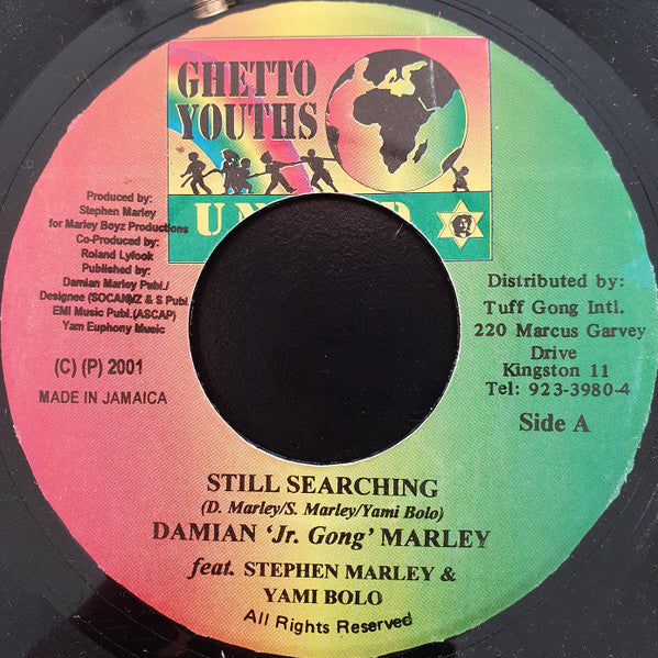 Image of Front Cover of 7" - /VG+ - DAMIAN "JR. GONG" MARLEY, Still Searching / More Justice (Ghetto Youths United; , Jamaica 2001), ight scuffs only, JA press.,  - 4216523C
