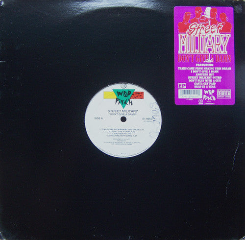 Image of Front Cover of 12" - VG/VG - STREET MILITARY, Don't Give A Damn (Wild Pitch Records; E1-89555, US 1993, Stickered Plain Sleeve), Light hairlines. WOL. Sleeve has edgewear and creases.,  - 4226341E