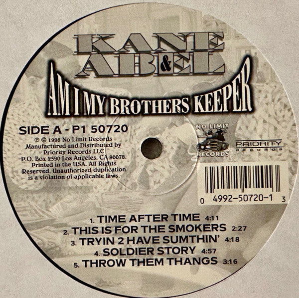 Image of Front Cover of 2xLP - /VG - KANE & ABEL, Am I My Brothers Keeper (No Limit Records; P1 50720, US 1998, Plain Sleeve), ,  - 4226342E