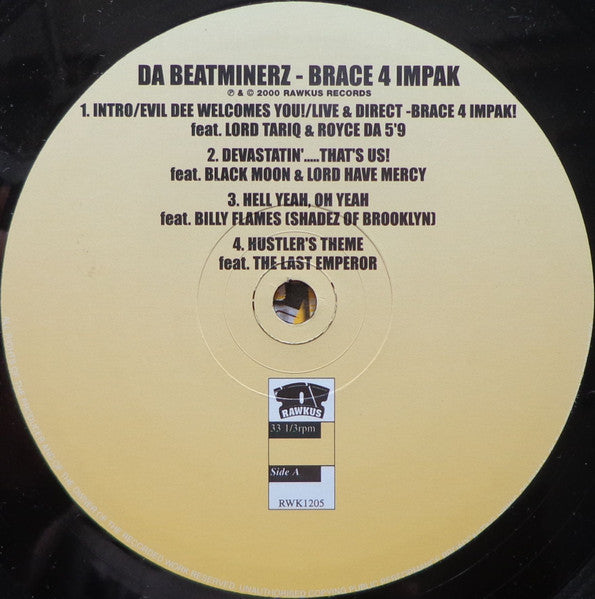 Image of Label Cover of 2xLP - VG/VG - DA BEATMINERZ, Brace 4 Impak (Rawkus; RWK 1205, US 2001, 2 Inners), ,  - 4226343E