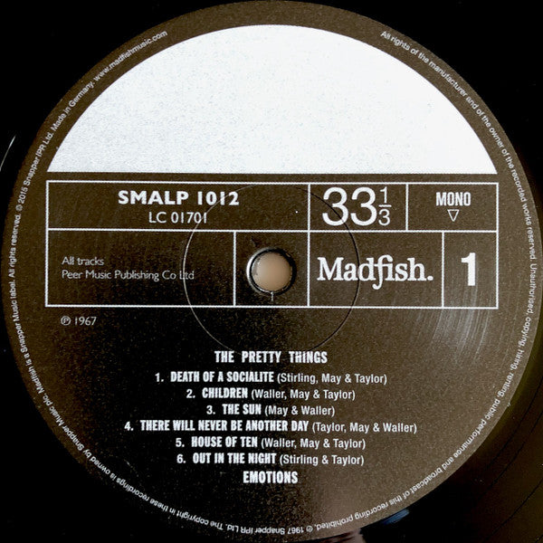 Image of Label Cover of LP - VG/VG+ - THE PRETTY THINGS, Emotions (Madfish; SMALP 1012, UK 2015 Reissue, 2015 Madfish Reissue In A 1978 Fontana Sleeve), Edge Wear, Sticker Damage,  - 4246439S