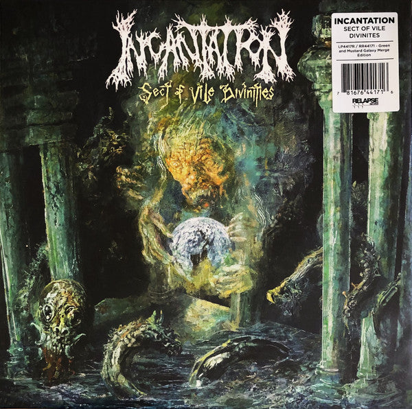 Image of Front Cover of LP - VG+/VG+ - INCANTATION, Sect Of Vile Divinities (Relapse Records; RR7437, US 2020, Hype Stickered Poly Outer, Insert, Green And Mustard Galaxy Merge Vinyl), ,  - 4216435C
