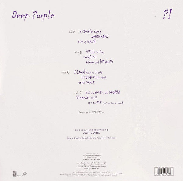 Image of Back Cover of 2xLP - VG/VG - DEEP PURPLE, Now What?! (Ear Music; 0208578ERE, Europe 2013, Gatefold, 2 Inners), ,  - 4216436C