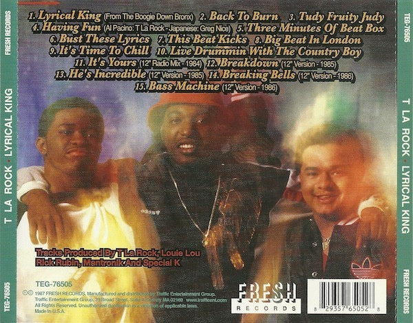 Image of Back Cover of CD - VG+/ - T LA ROCK, Lyrical King (From The Boogie Down Bronx) (Fresh Records; TEG-76505, US 2005 Reissue, Jewel Case), ,  - 4216589C