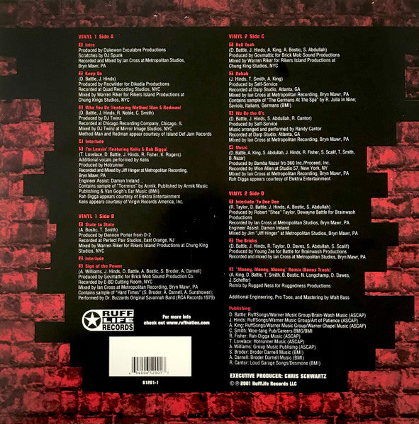 Image of Back Cover of 2xLP - VG/VG - OUTSIDAZ, The Bricks (RuffLife Records; 61201-1, US 2001), ,  - 4226354E