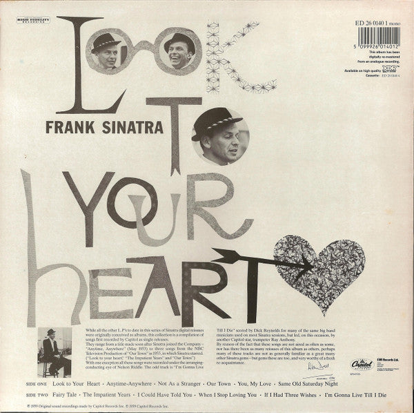 Image of Back Cover of LP - VG/VG+ - FRANK SINATRA, Look To Your Heart (Capitol Records; ED 26 01401, UK 1984, Mono), Silver hype stickered sleeve, light edge wear.,  - 4216438C