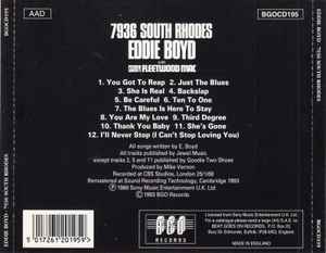 Image of Back Cover of CD - VG+/VG+ - EDDIE BOYD WITH PETER GREEN'S FLEETWOOD MAC*, 7936 South Rhodes (BGO Records; BGOCD195, UK 1993, Jewel Case), ,  - 4236230E