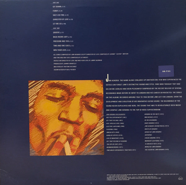 Image of Back Cover of LP - G+/VG - JIMI HENDRIX, Before London (Accord; SN 7101, US 1980), Sticker Damage To Sleeve, Edge Wear0.  ,  - 4246452S