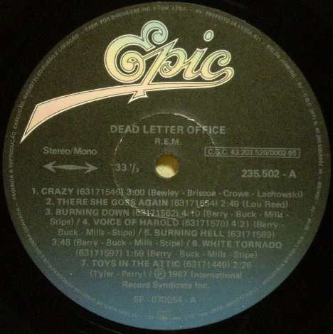 Image of Label Cover of LP - VG/EX - R.E.M., Dead Letter Office (I.R.S. Records ; 235502, Brazil 1987, Insert), Slight Discolouration To Sleeve,  - 4226315E
