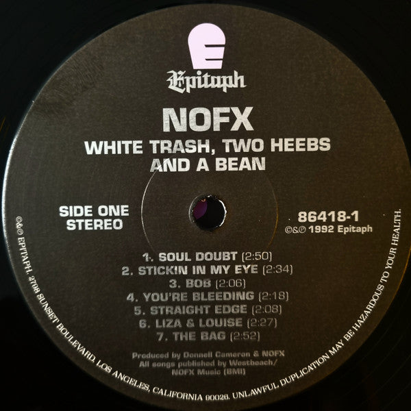 Image of Label Cover of LP - VG+/VG+ - NOFX, White Trash, Two Heebs And A Bean (Epitaph; 86418-1, US 2022 Reissue, Inner, 30th Anniversary Edition ), Light marks only. Seam splits to inner. Still in shrinkwrap.,  - 4246453S