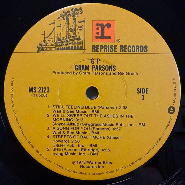 Image of Label Cover of LP - VG/VG - GRAM PARSONS WITH EMMYLOU HARRIS, GP (Reprise With WB On Rim; MS 2123, US 1970s Reissue, Gatefold), Edge and Ring Wear,  - 4226310E