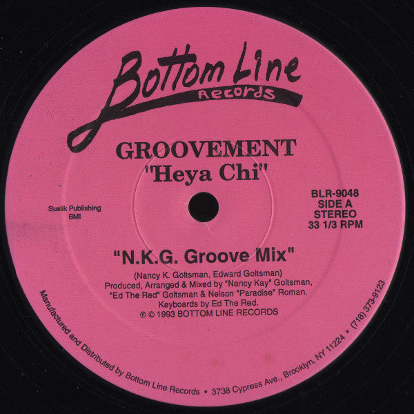Image of Front Cover of 12" - /VG - GROOVEMENT, Heya Chi (Bottom Line Records ; BLR-9048, US 1993), few marks either side - still VG. pen on labels,  - 4246497S
