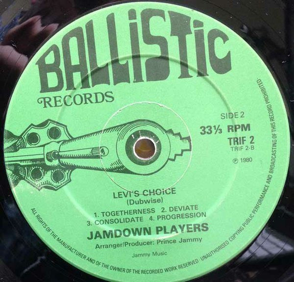 Image of Back Cover of 12" - G+/G+ - MOVEMENT (18) / JAMDOWN PLAYERS, No Man Is An Island / Levi's Choice (Dubwise) (nt (18) / Jamdown Players; TRIF 2,  1980), Original UK release.Marks on vinyl, Doesn't affect play. Generic 12'' sleeve,  - 4226382E