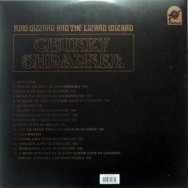 Image of Back Cover of 2xLP - EX/EX - KING GIZZARD AND THE LIZARD WIZARD, Chunky Shrapnel (Flightless; FLT-060, Europe 2020, Gatefold, 2 Inners, Gold vinyl, No Obi), ,  - 4226288E