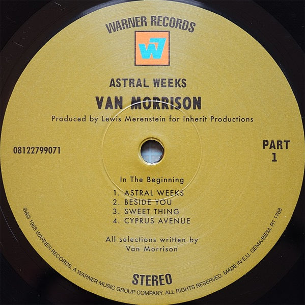 Image of Label Cover of LP - EX/VG+ - VAN MORRISON, Astral Weeks (Warner Records; 081227950378, Europe 2020 Reissue), Sleeve has a corner crease, still In opened shrinkwrap with hype sticker.,  - 4216727C
