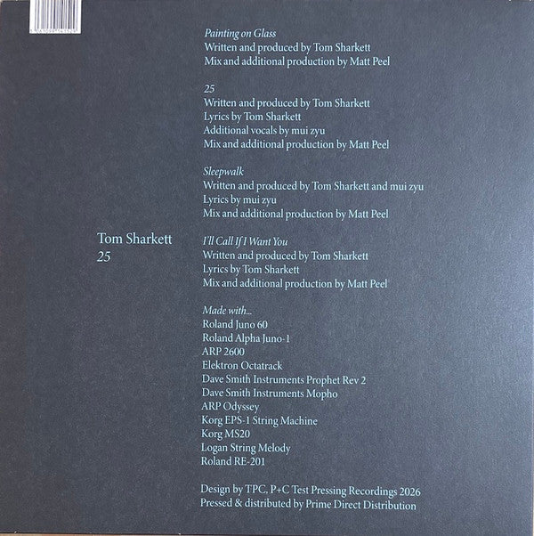 Image of Back Cover of 12" - VG+/VG+ - TOM SHARKETT, 25 (Test Pressing Recordings; TPR008, UK 2026, Picture Sleeve), ,  - 4226374E