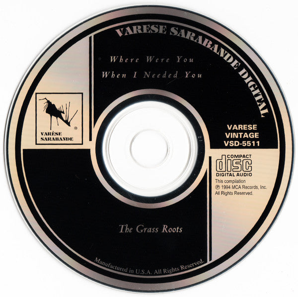 Image of Label Cover of CD - VG+/VG+ - THE GRASS ROOTS, Where Were You When I Needed You (Var�se Sarabande; VSD-5511, US 1994), ,  - 4356001S