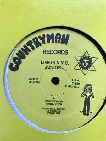 Image of Back Cover of 12" - /VG+ - JUNIOR J, Cost Of Living / Life In N.Y.C. (Countryman Records; C-500, US 1999, Plain Sleeve), ,  - 4316131C