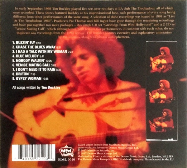 Image of Back Cover of CD - VG+/VG+ - TIM BUCKLEY, Greetings From West Hollywood (Edsel Records; EDSL 0010, Europe 2017, Digipak, Booklet), ,  - 4316091C