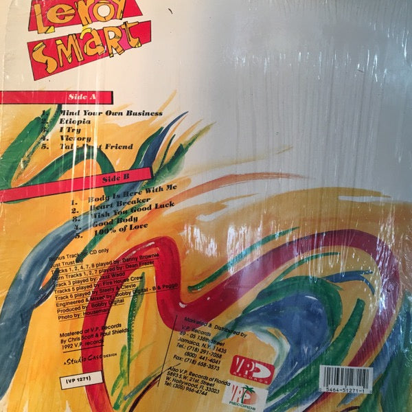 Image of Back Cover of LP - VG+/VG+ - LEROY SMART, Talk Bout Friends (VP Records; VPRL 1271, US 1992), Clean copy still in shrink!,  - 4316135C