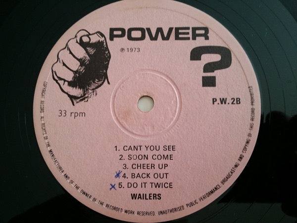 Image of Back Cover of LP - /G - THE WAILERS, Wailers (Power ?; P.W.2, UK 1973, Plain Sleeve, 1973 UK edition. No sleeve as issued.), Covered in marks but plays through with generally only light surface noise. Clean labels. ,  - 4316145C