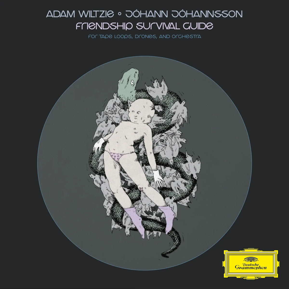 Image of Front Cover of LP - NEW/NEW - ADAM WILTZIE � J�HANN J�HANNSSON, Friendship Survival Guide (Deutsche Grammophon; 486 8704, Worldwide 2026, Gatefold), , Orchestral ambient and slow-building drones, bringing together sweeping strings, hazy guitars and tape loops. A long-lost collaboration between two close friends, completed by Wiltzie as a tribute to J�hannsson. - 4236201E