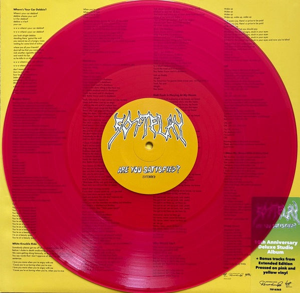 Image of Label Cover of LP - NEW/NEW - SOFT PLAY, Are You Satisfied? (Universal Music Recordings; 7816362, Worldwide 2025, Gatefold, 10th Anniversary Edition, Pink Vinyl, Yellow Vinyl), , 2025 is the 10th anniversary, of 'Are You Satisfied?'. Combining the studio album and tracks from the extended edition for the first time on 2LP gatefold featuring tracks 'The Hunter', 'Cheer Up London', covers 'Shut Down' and 'Daft Punk Is Playing At My House' from their BBC Radio 1 Session and the demo of 'Tricky' making