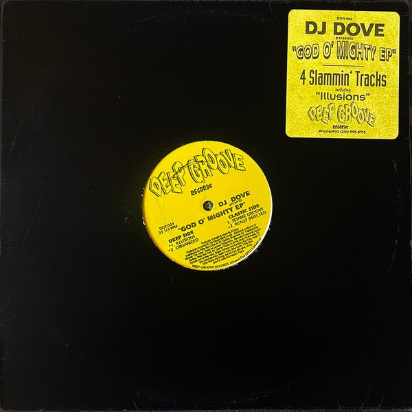 Image of Front Cover of 12" EP - G+/G+ - DJ DOVE, God O' Mighty EP (Deep Groove Records; DGR-003, US 1994, Stickered Plain Sleeve), Light marks and hairlines, playable copy. Marker on label. BPM sticker on sleeve sticker. ,  - 4316118C