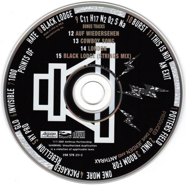 Image of Label Cover of CD - VG+/VG+ - ANTHRAX, Sound Of White Noise (Anthrax Partnership; 398 578 211-2, US 2001, Jewel Case), ,  - 4336013E