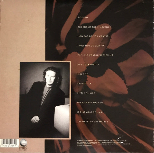 Image of Back Cover of LP - VG/VG - DON HENLEY, The End Of The Innocence (Geffen Records; XGHS 24217, Canada 1989, Inner), ,  - 4326043E