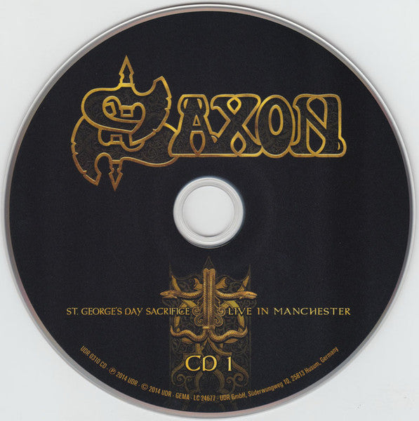 Image of Label Cover of 2xCD - VG/VG+ - SAXON, St. George's Day Sacrifice Live In Manchester (UDR; UDR0310CD, Germany 2014, Jewel Case), ,  - 4336023E