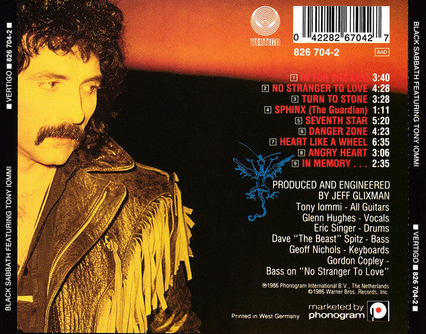 Image of Back Cover of CD - VG+/VG+ - BLACK SABBATH FEATURING TONY IOMMI, Seventh Star (Vertigo; 826 704-2, Europe 1986, Jewel Case), ,  - 4336025E