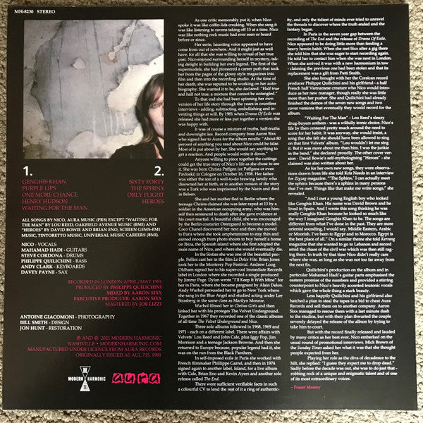 Image of Back Cover of LP - VG/EX - NICO, Drama Of Exile (Modern Harmonic; MH-8230, US 2021 Reissue, Black Vinyl), Edge wear, no shrink/hype sticker.,  - 4316169C